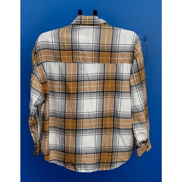 No Comment Women’s Flannel Shirt Gold Brown Size Large - Picture 2 of 5